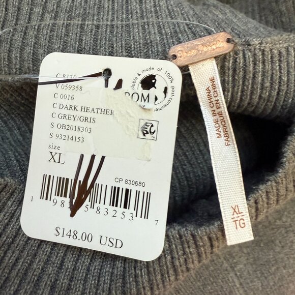 Free People Time On My Side Sweater Mini Dress Women XL Gray Knit Drop Waist NWT - Picture 15 of 16